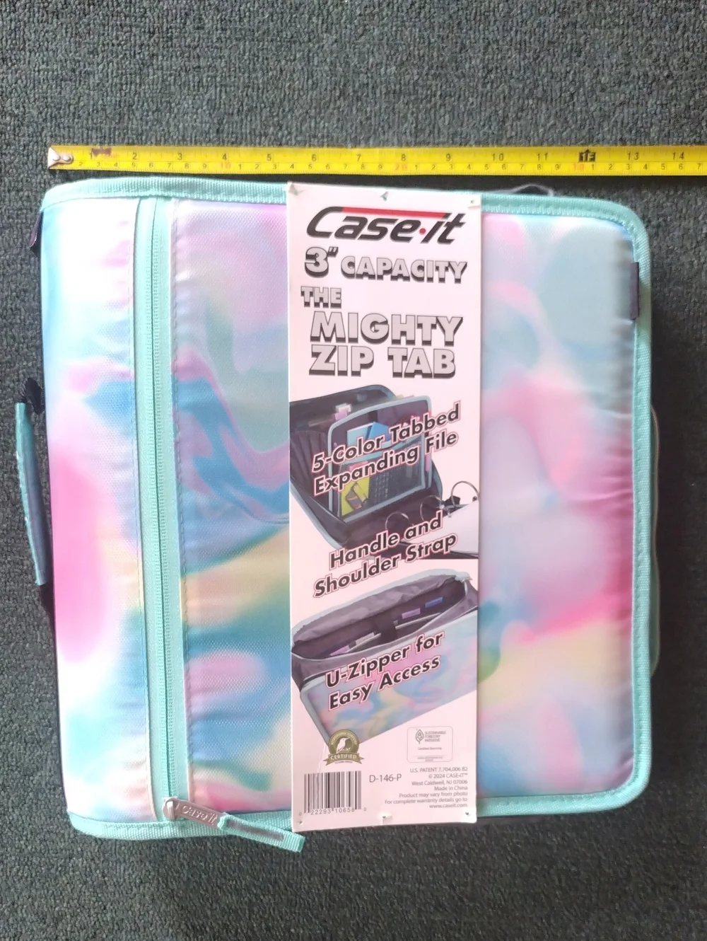 Case-it Mighty Zip Tab Expanding Tablet Case – Pastel Tie-Dye